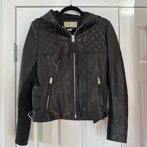MICHAEL Michael Kors Women's Quilted Leather Moto Jacket (Size: Medium)